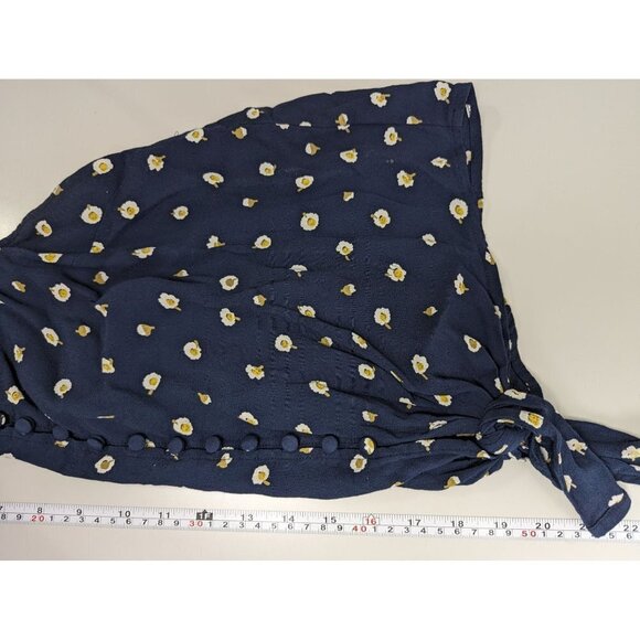 Madewell Womens Tank Top Size L Daisy Dots Button Front Tie Floral Blue - Picture 8 of 8